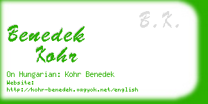 benedek kohr business card